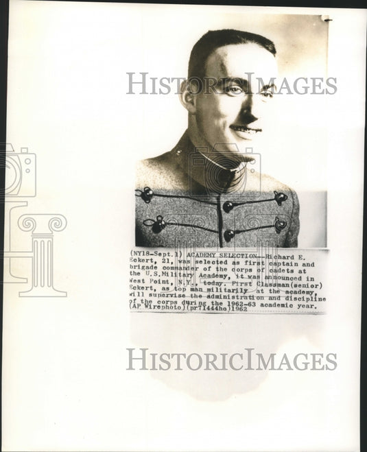1962 Press Photo Richard Eckert selected first captain & commander of West Point-Historic Images