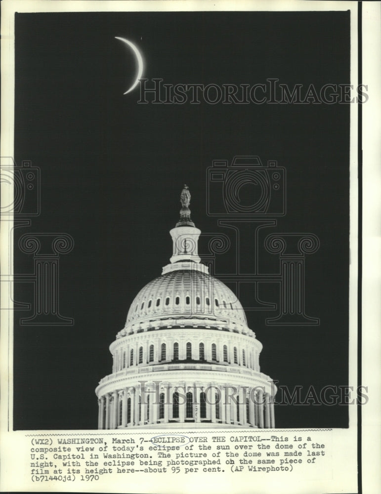 1970 Composite view of solar eclipse over dome of U.S. Capitol - Historic Images