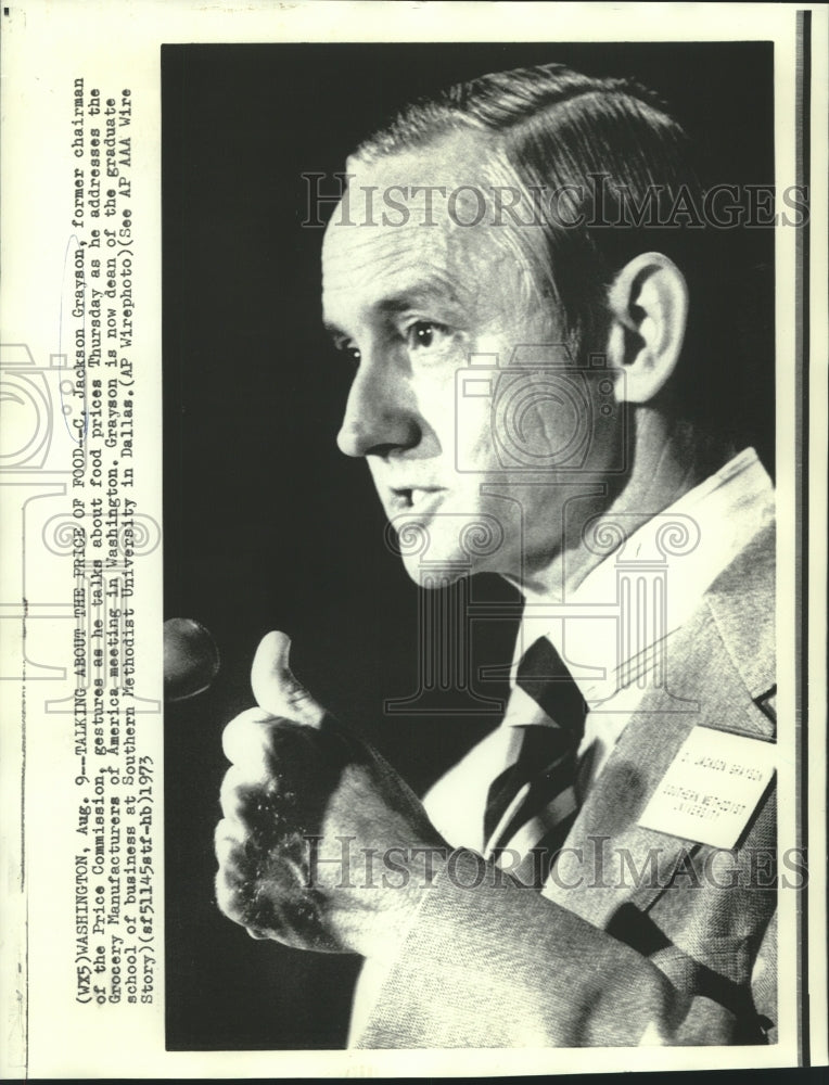 1973 Press Photo Former Price Commission Chairman Jackson Grayson with ...