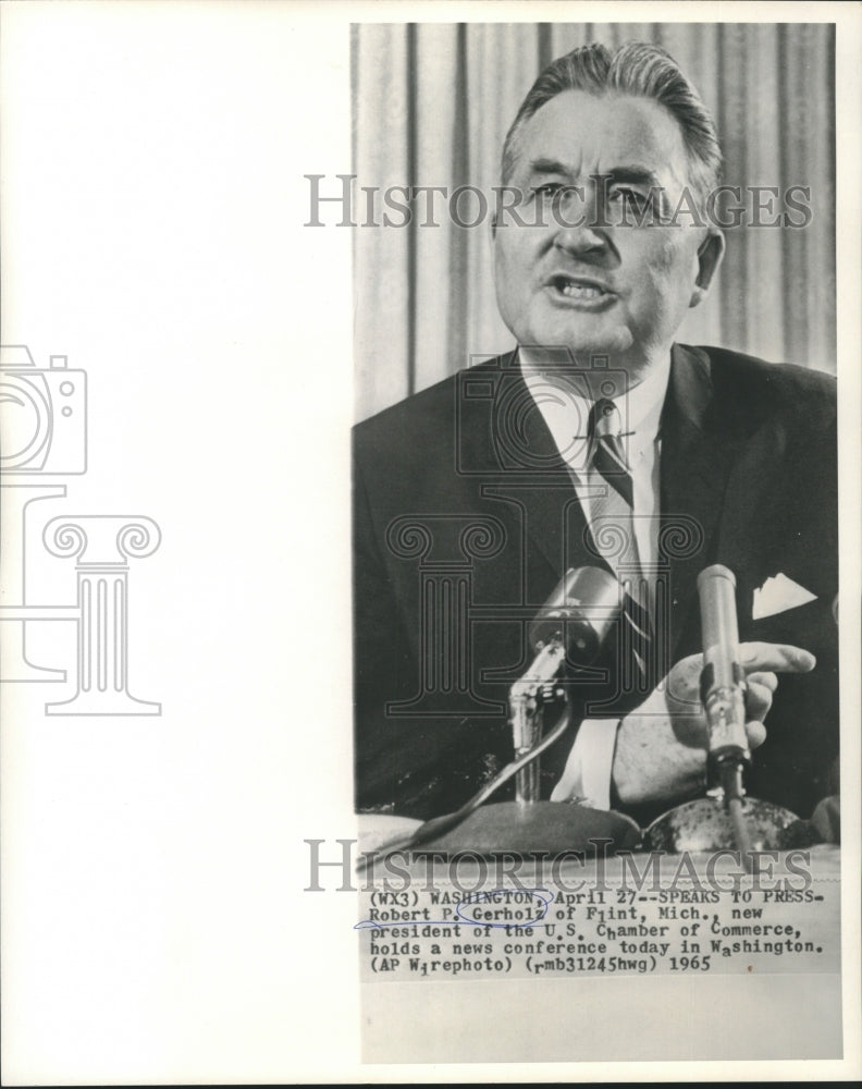 1965 Press Photo President of US Chamber of Commerce Gerholz at news conference-Historic Images