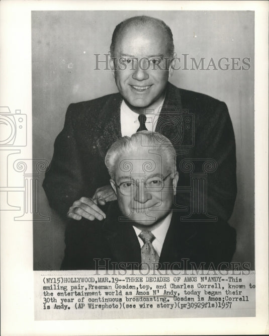 1957 Press Photo Freeman Gosden & Charles Correll, cast of Amos N' Andy-Historic Images