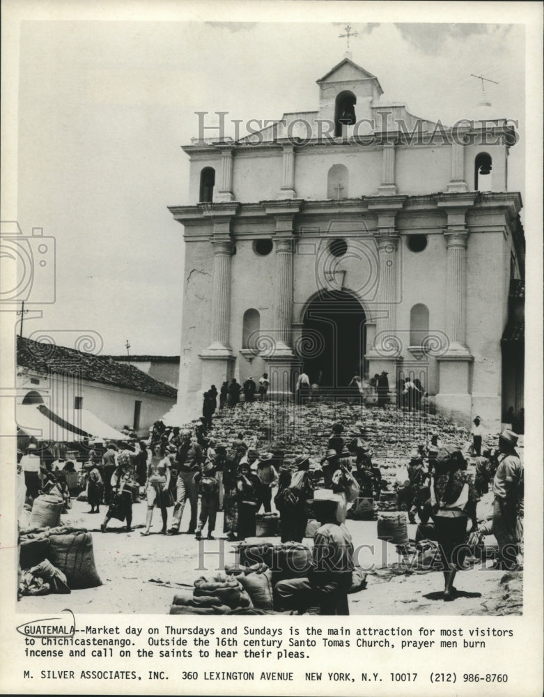 1980 Market day at Chichicastenanto, Guatemala at Santo Tomas Church - Historic Images