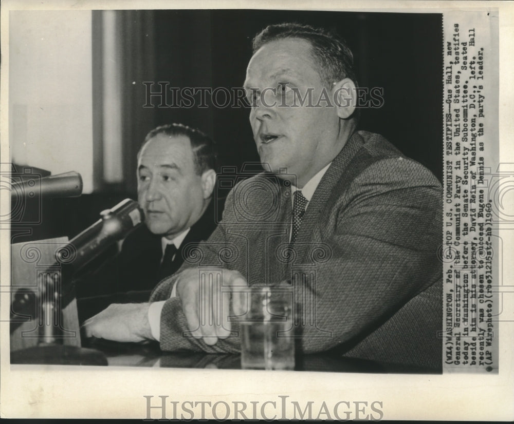 1960 U.S. Communist leader Gus Hall testifies at Senate Security - Historic Images