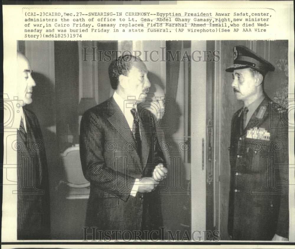 1974 President Sadat swears in Lt. Gen. Gamasy as Minister of War - Historic Images