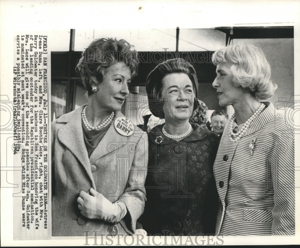 1964 Mrs. Goldwater and others chat at San Francisco luncheon - Historic Images