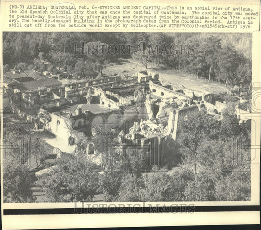 1976 Press Photo Earthquake damaged Spanish Colonial city of Antigua, Guatemala-Historic Images