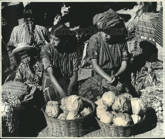 1980 Sololatecas at market day in Solola, Guatemala - Historic Images