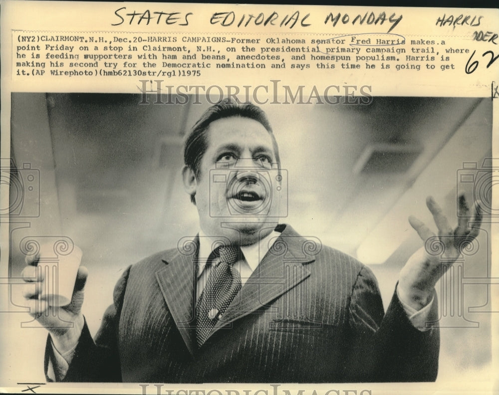 1975 Former Oklahoma Senator Harris on campaign trail in NH - Historic Images