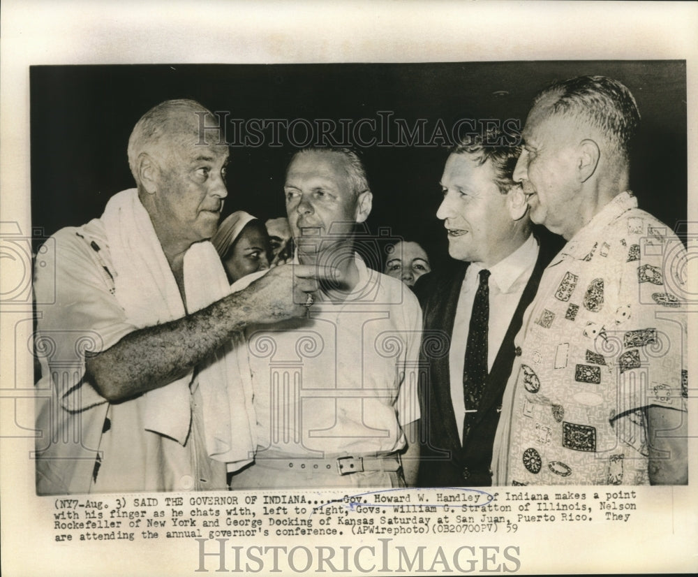 1959 Press Photo Governor Handley chats with other governors in Puerto Rico-Historic Images