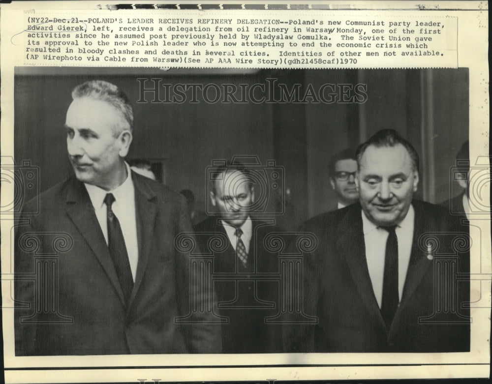 1970 Poland&#39;s Communist Party leader Gierek with refinery delegates - Historic Images