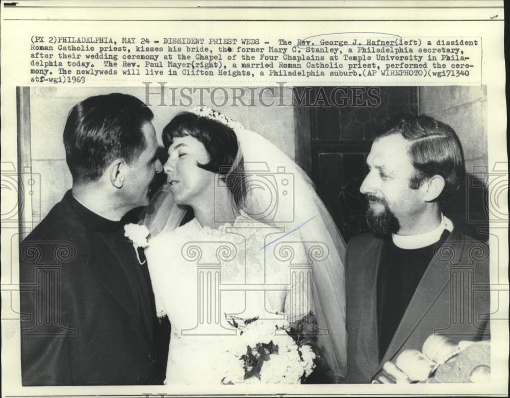 1969 George Hafner &amp; bride Mary Stanley wed in Philadelphia - Historic Images