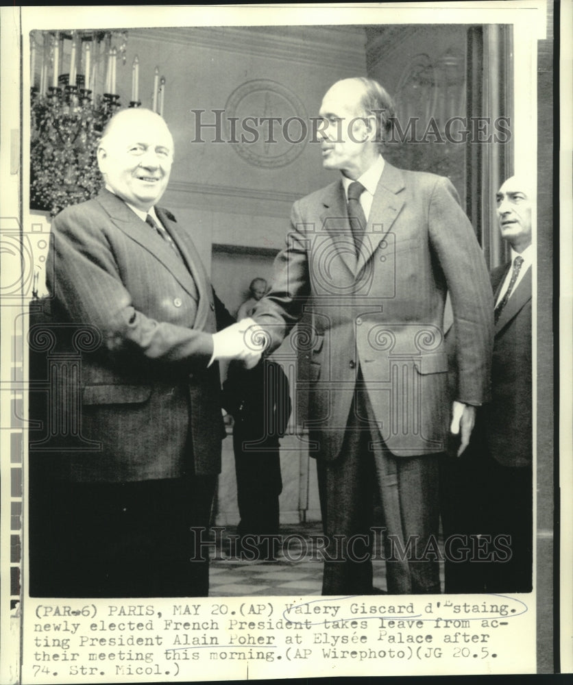 1974 Valery Giscard d&#39;Estaing, new French President with Alain Poher - Historic Images