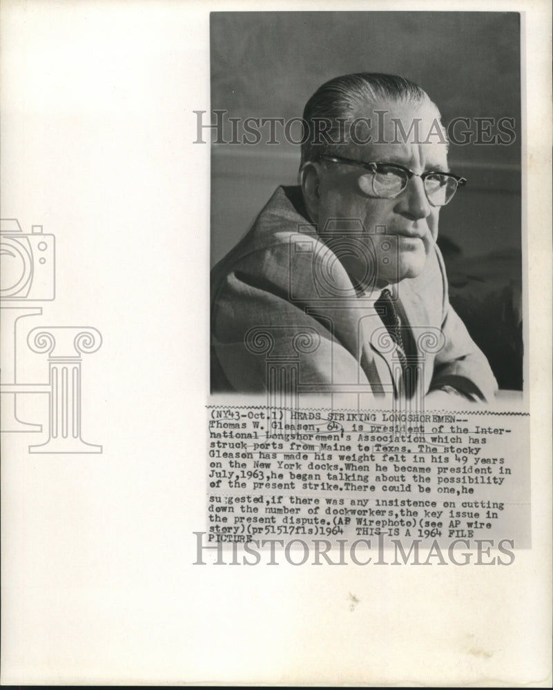 1964 Thomas Gleason, President of International Longshoremen&#39;s Union - Historic Images