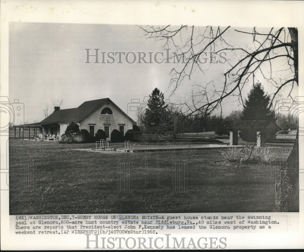 1960 Press Photo Guest house on Glenora Estate in Middleburg, Virginia - Historic Images