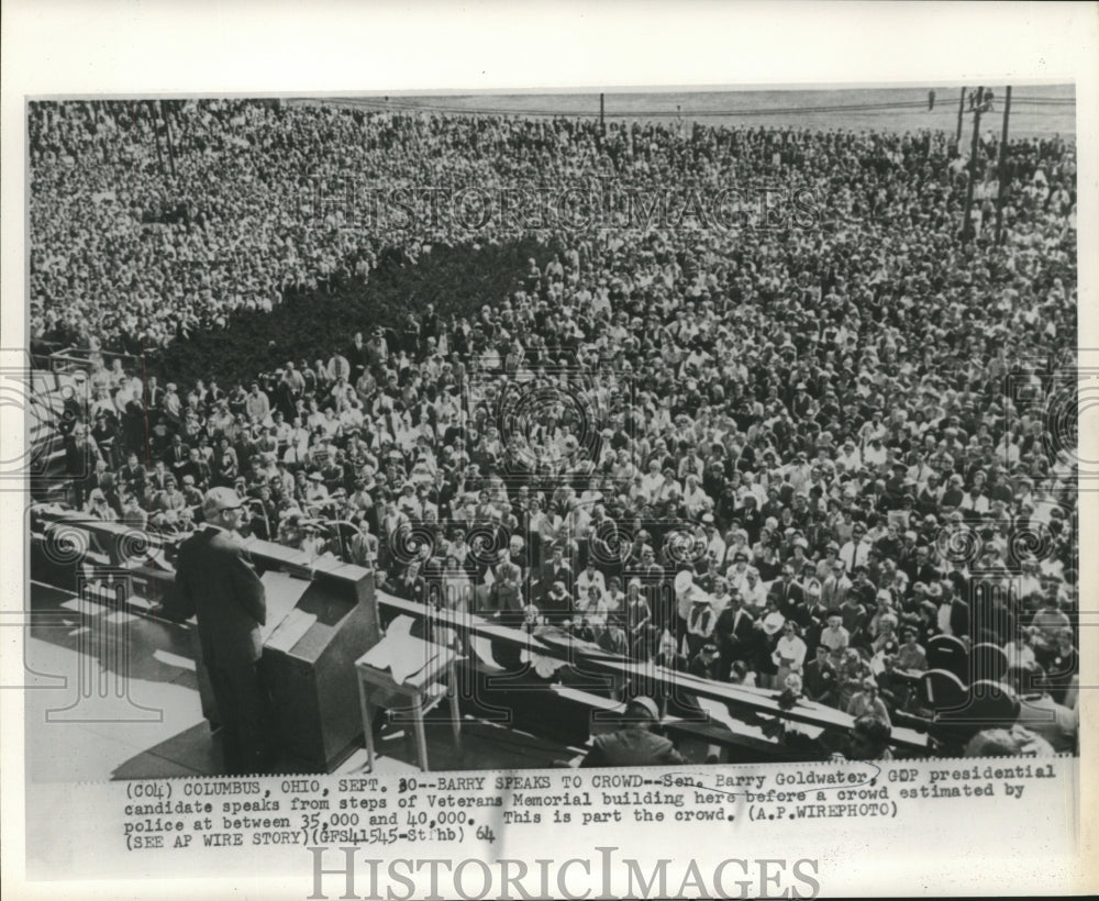 1964 GOP Presidential candidate Goldwater speaks in Columbus, Ohio. - Historic Images