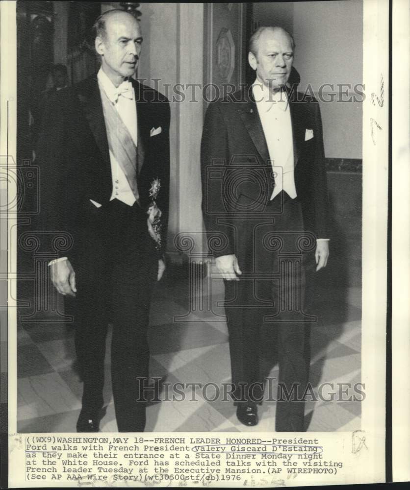 1976 Press Photo President Ford &amp; President Giscard d&#39;Estaing at State Dinner.-Historic Images