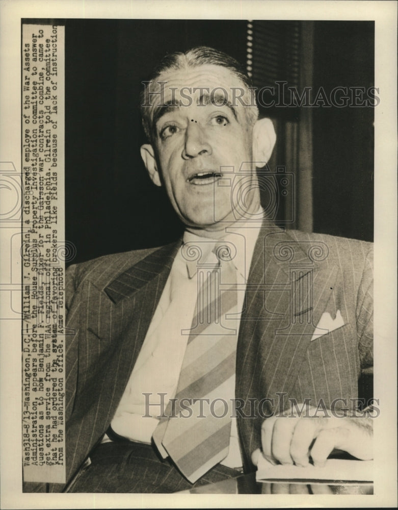 1946 William Gilrein testifies at House Surplus Investigation - Historic Images