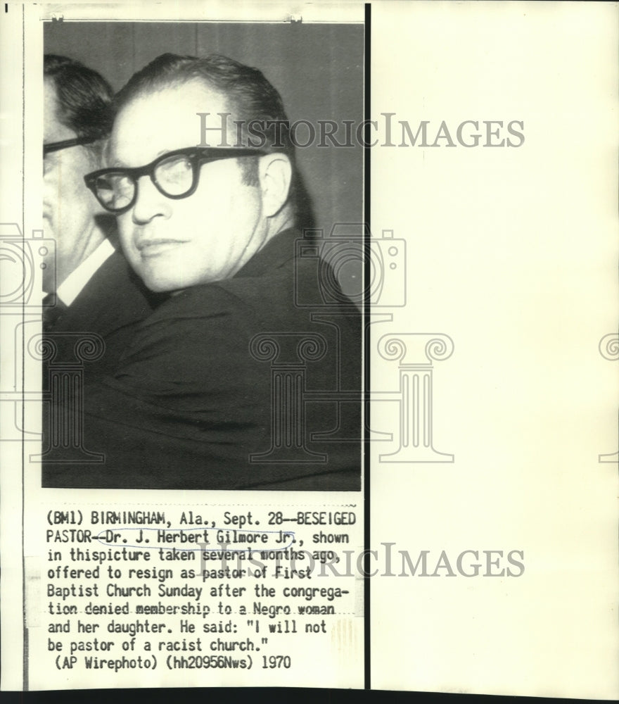 1970 Dr. J. Herbert Gilmore, Jr., pastor of First Baptist Church - Historic Images