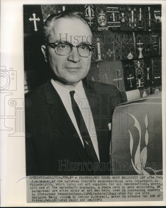 1963 Rev. Gouker of Lutheran Church ecclesiastical arts department-Historic Images