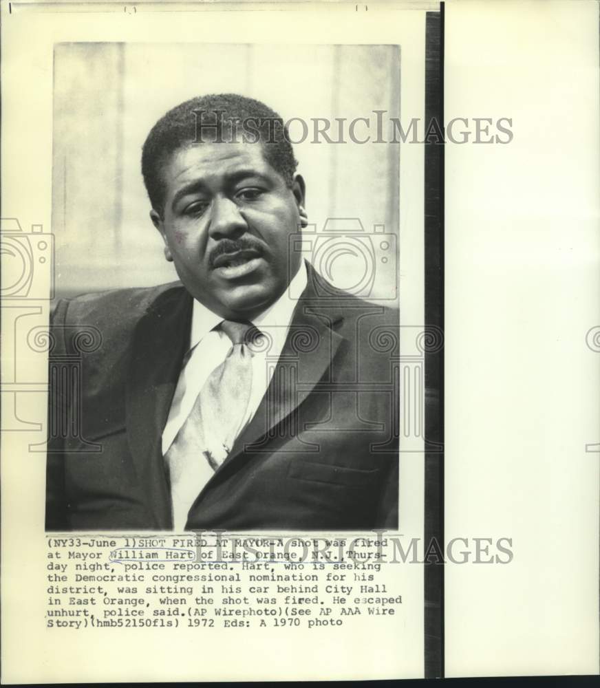 1970 Press Photo Shots fired at East Orange, NJ Mayor William Hart - now07249 - Historic Images