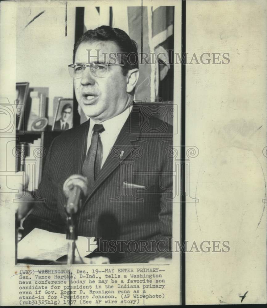 1967 Senator Vance Hartke, D-IN at Washington news conference - Historic Images