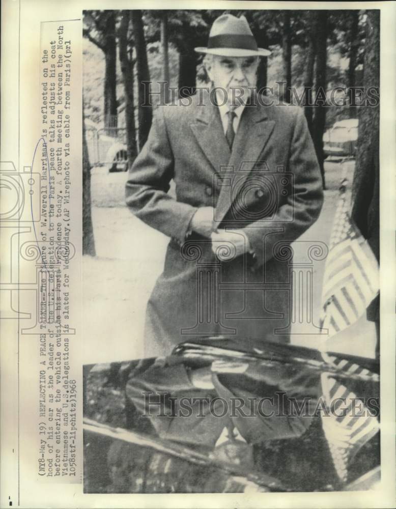 1968 Press Photo Reflection of Averell Harriman, US delegate to Paris Peace Talk - Historic Images