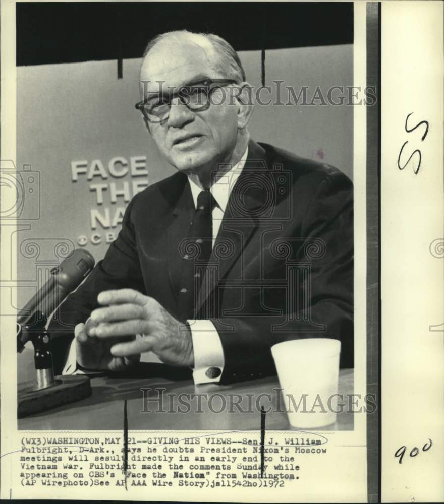 1972 Senator J.W. Fulbright, D-AR appears on CBS' "Face the Nation" - Historic Images
