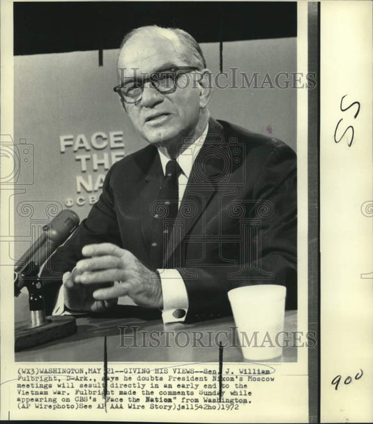 1972 Senator J.W. Fulbright, D-AR appears on CBS' "Face the Nation" - Historic Images