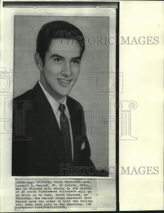 1970 Press Photo Pvt. Randell Herrod charged with Vietnamese villagers murder-Historic Images