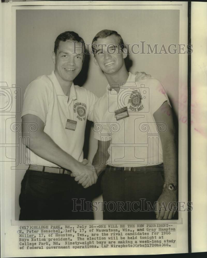 1966 Boys Nation presidential candidates are Peter Henschel &amp; Miller - Historic Images