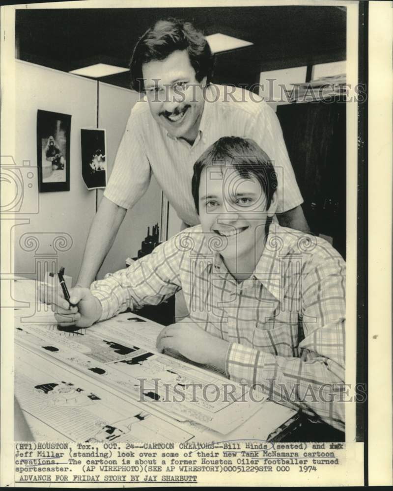 1974 Press Photo Bill Hinds and Jeff Miller, cartoonists - now07866-Historic Images