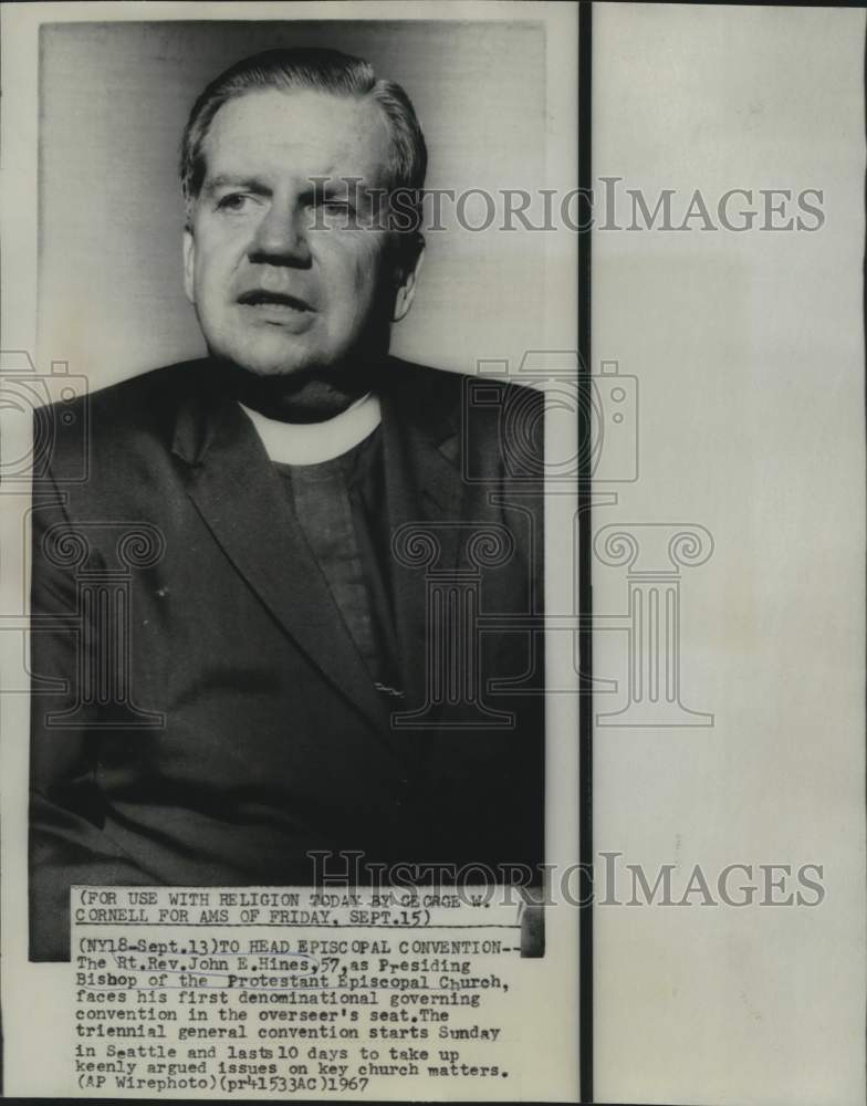 1967 Reverend John Hines, Bishop of Protestant Episcopal Church - Historic Images