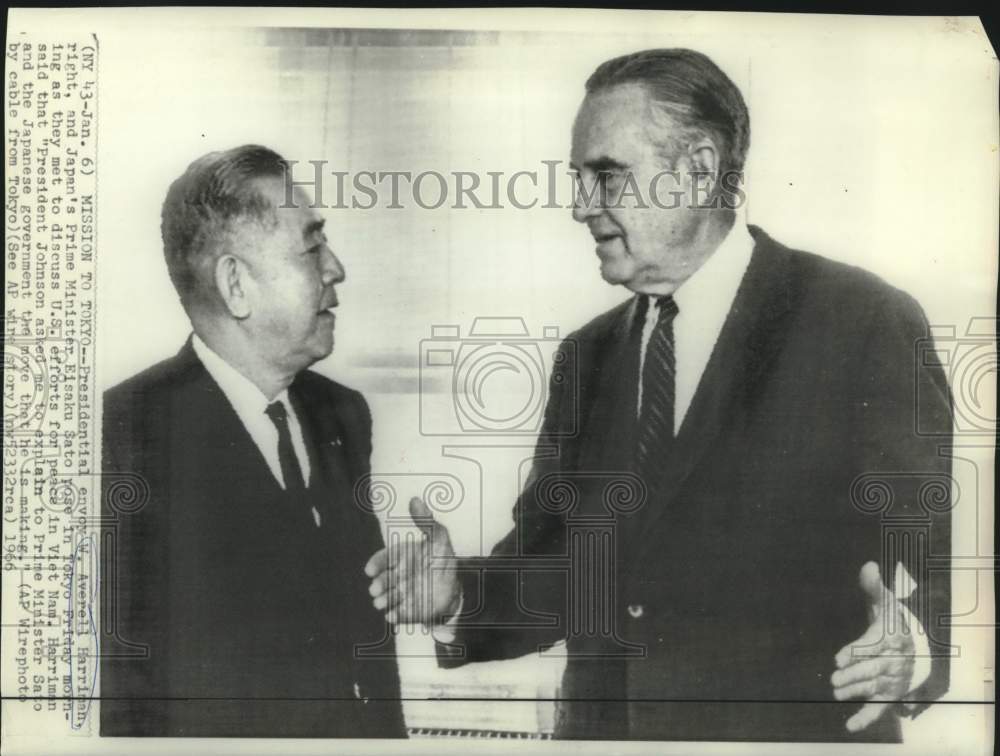 1966 Averell Harriman and Japan&#39;s Prime Minister Sato meet in Tokyo - Historic Images