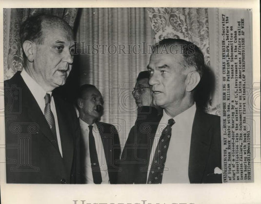 1961 Senator William Fulbright & Dean Rusk at Senate Subcommittee - Historic Images