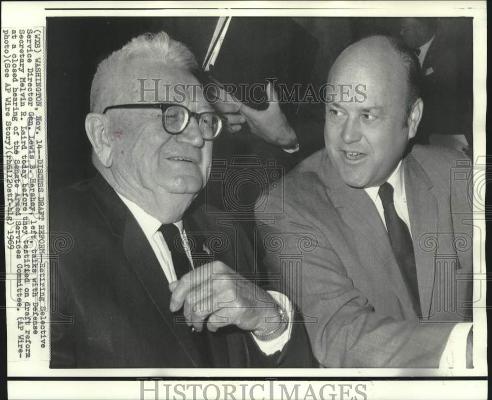 1969 Press Photo Selective Service Gen. Hershey with Defense Secretary Laird-Historic Images