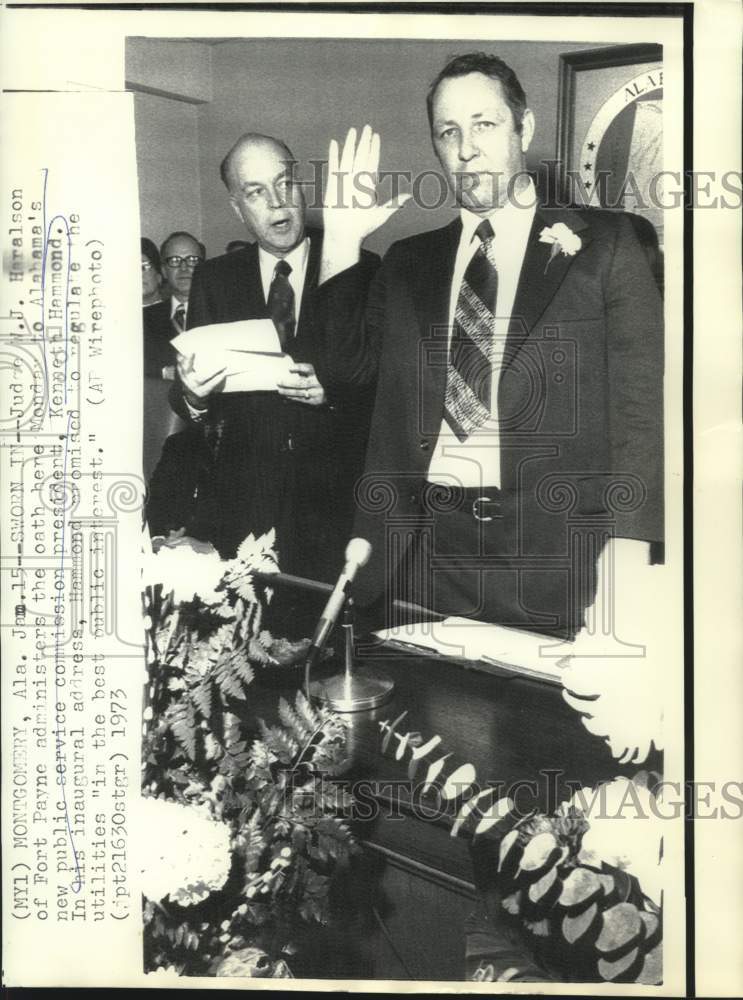 1973 Kenneth Hammond of Alabama sworn in by Judge W.J. Haralson - Historic Images