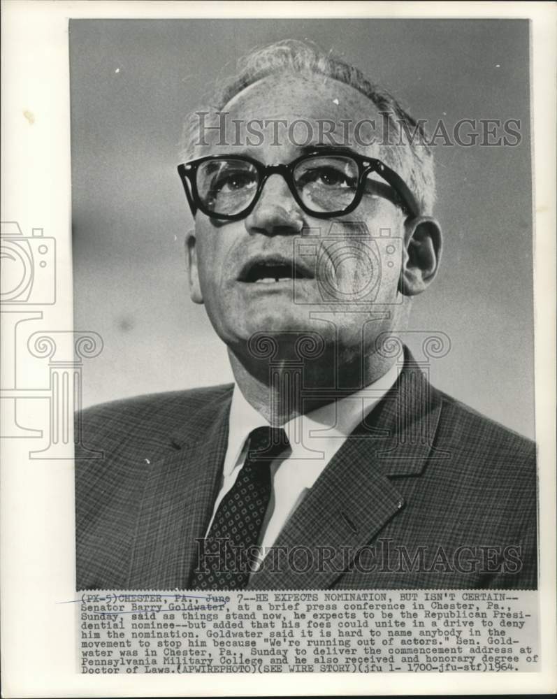 1964 Press Photo Senator Barry Goldwater at Chester, PA press conference- Historic Images