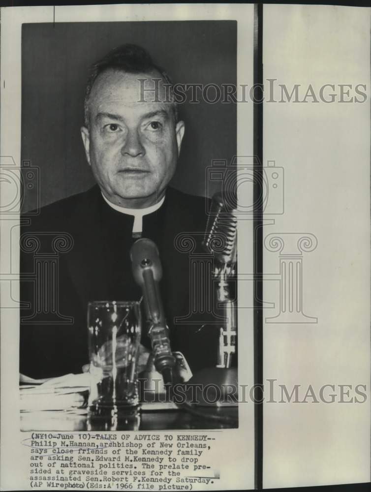 1966 Press Photo Philip M. Hannan, Archbihop of New Orleans with newsmen-Historic Images