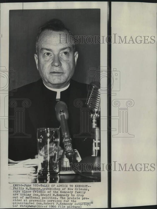 1966 Press Photo Philip M. Hannan, Archbihop of New Orleans with newsmen-Historic Images