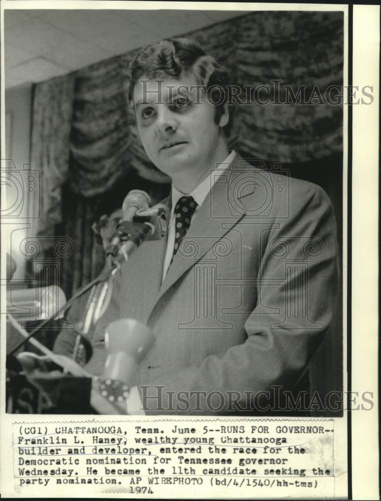 1974 Press Photo Franklin Haney, builder & developer, in race for TN governor-Historic Images