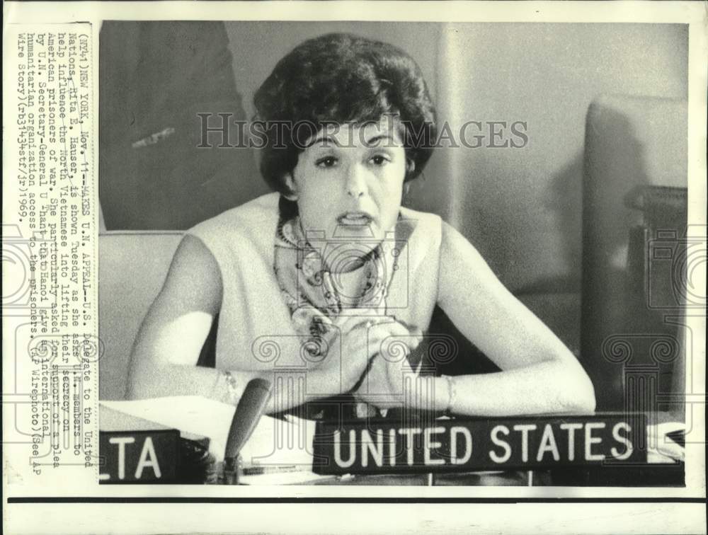 1969 Press Photo Rita Hauser, US delegate to United Nations - Historic Images