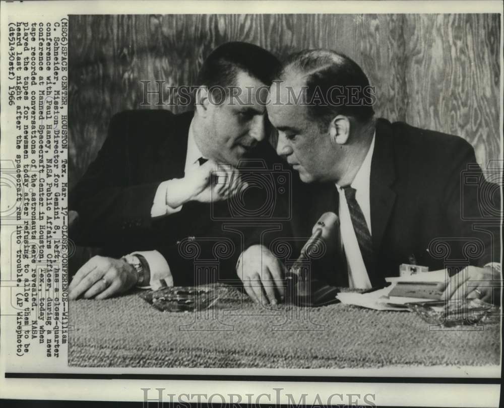 1966 William Schneider &amp; Paul Haney confer at news conference - Historic Images