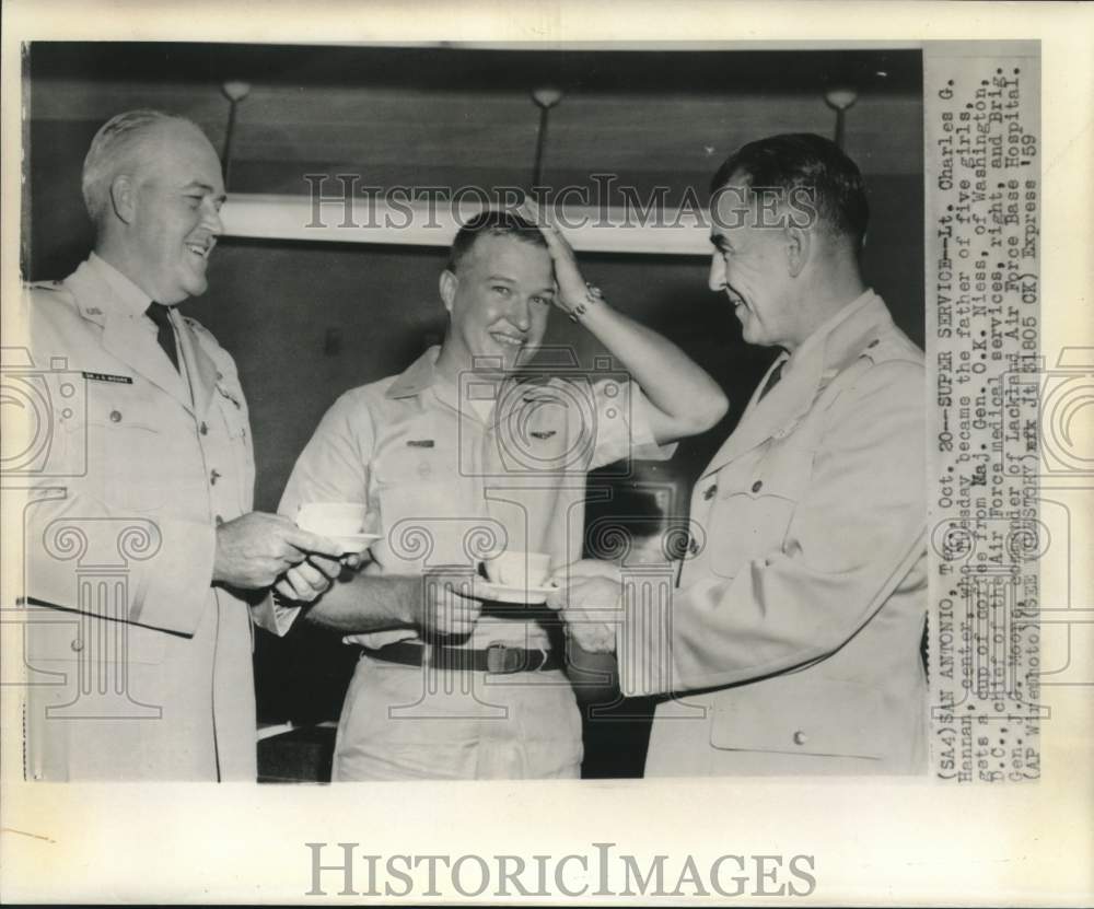 1959 Lt. Charles Hannan gets coffee from base hospital officials-Historic Images