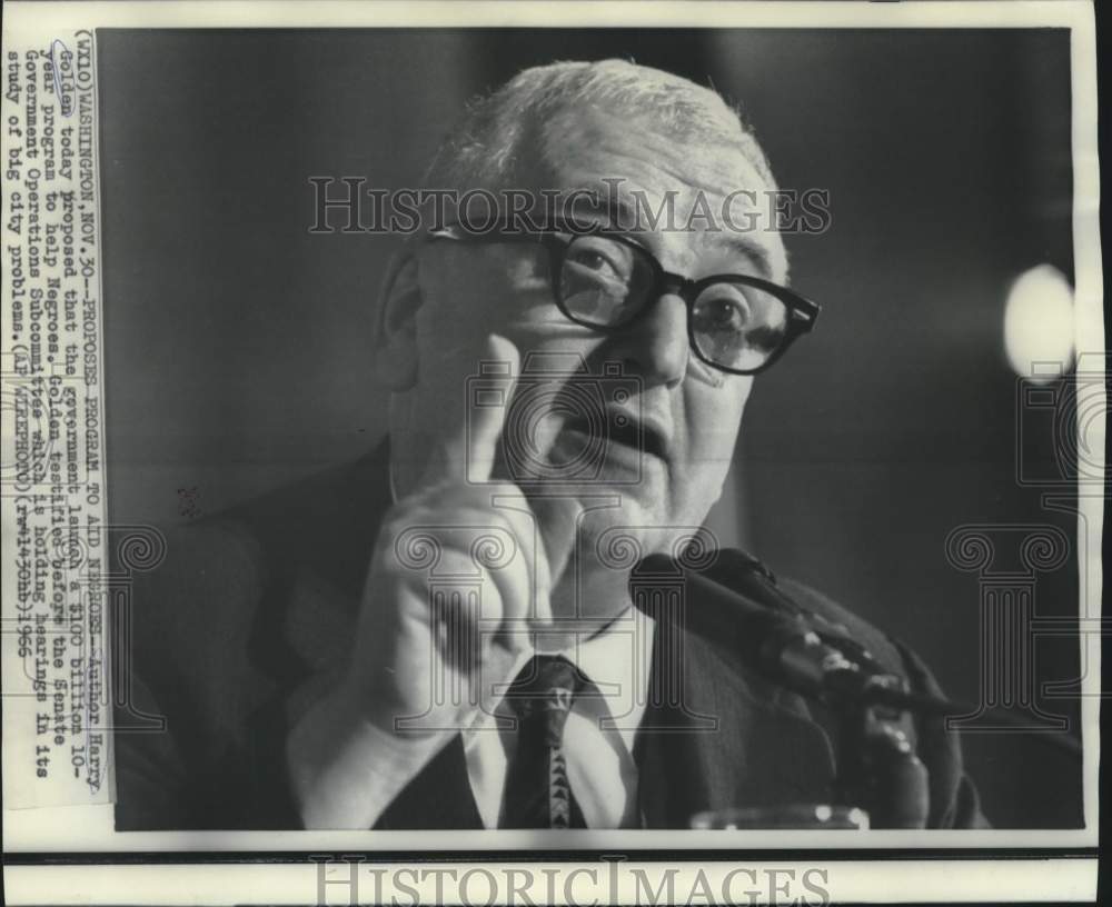 1966 Press Photo Harry Golden at Senate Government Operations Subcommittee-Historic Images