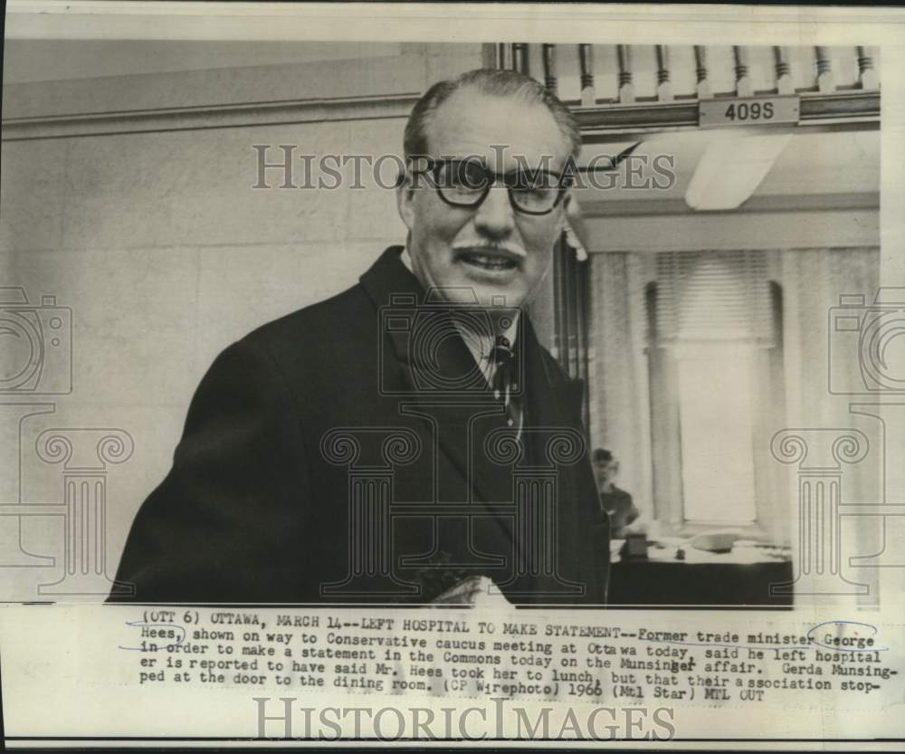 1966 George Hees left hospital to make statement in the Commons - Historic Images