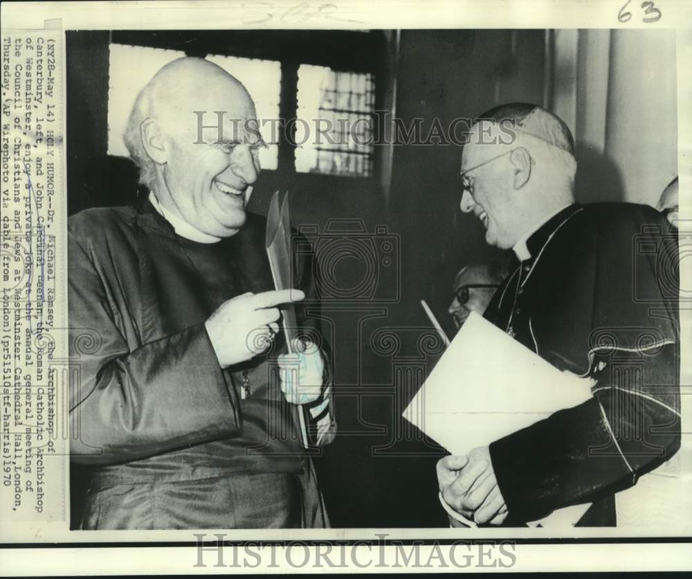 1970 Dr, Michael Ramsey &amp; John Cardinal Heenan at Westminister - Historic Images