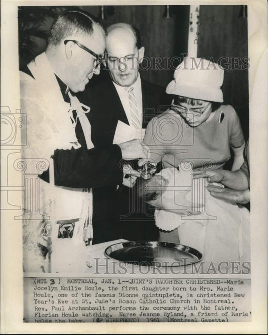 1961 Press Photo Dionne quint Marie Houle's daughter christened at St. Jude's-Historic Images