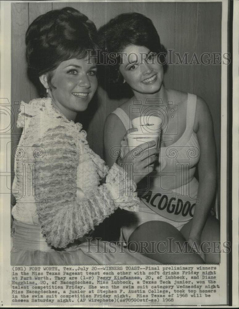 1968 Peggy Kincannon &amp; Diana Hugghins, Miss Texas contestants - Historic Images