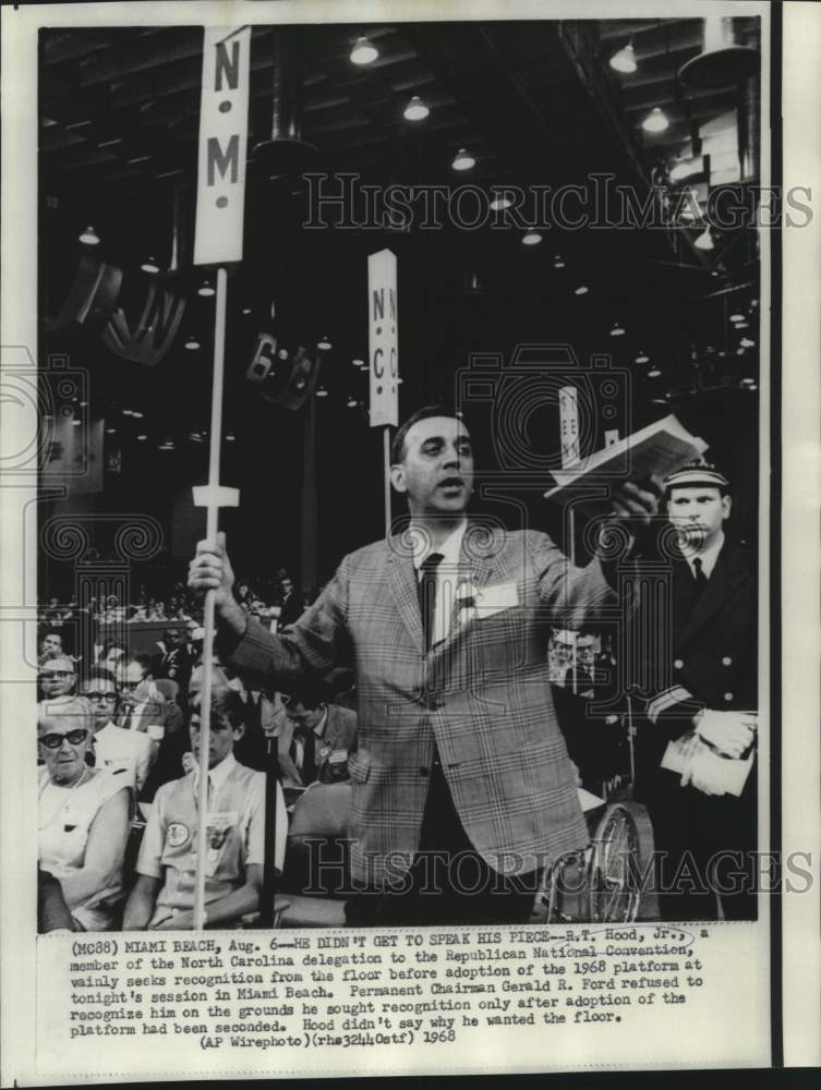 1968 R.T. Hood, Jr., member of North Carolina delegation to GOP-Historic Images