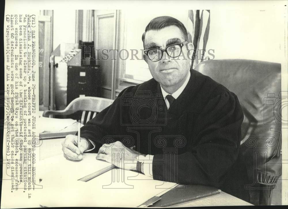 1971 Judge John J. Hopkins on San Francisco bench - Historic Images